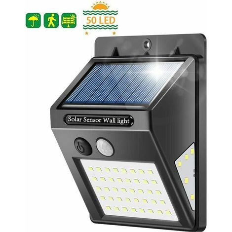 solar lights for outdoor, 50 LED solar lights for outdoor with motion detector 270 super bright solar light, 3 mode safety wall light IP65 waterproof wall light for outdoor garden (1pc) (1/5)