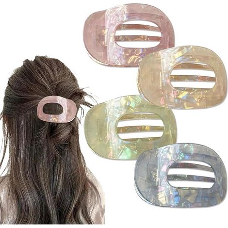 Fermagli per capelli - 4 pezzi - Fermaglio per capelli - Accessorio per capelli - Fermagli per capelli in acetato - Fermaglio per capelli - Fermagli piatti curvi - Fermaglio a pinza piatto per donna - (1/5)