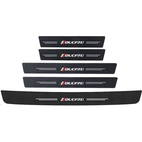 (5 pièces) Protections de seuil de porte avant et arrière pour Fiat Ducato,avec logo et emblème en fibre de carbone,pour coffre et pare-chocs Autocollants de protection (1/3)