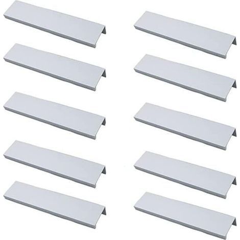 (Blanc)Lot de 10 Poignée Noir Poignée de Meuble Noir- Poignée Invisible Poignee de Meuble Cuisine Noir Poignée Meuble Noir Mat en Alliage d'Aluminium Entraxe 128mm (1/5)