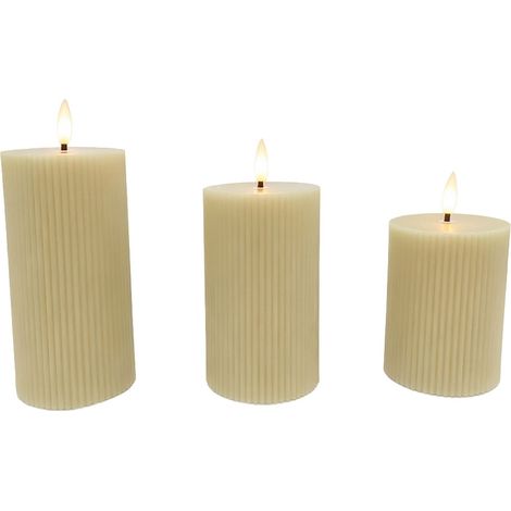 LED-Kerzen aus echtem Wachs, flammenlos, 3er-Set