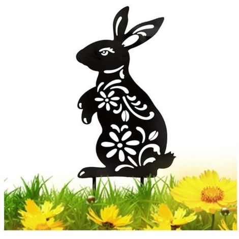 Außendekoration - Schild - Ostern - Schwarzer Hase - Acryl - Wasserdicht