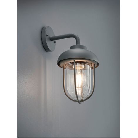 DUERO APPLIQUE DA ESTERNO DOWN FUSIONE DI ALLUMINIO VERNICIATA ANTRACITE CON DIFFUSORE VETRO TRASPARENTE IP44 H.33CM 1 LUCE ATTACCO E27