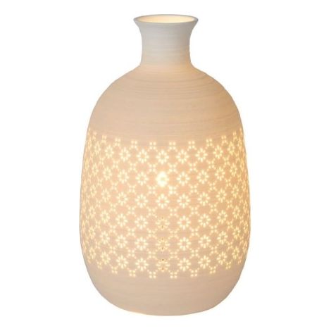 Lampe table Lucide Tiesse porcelaine blanche E14 40W