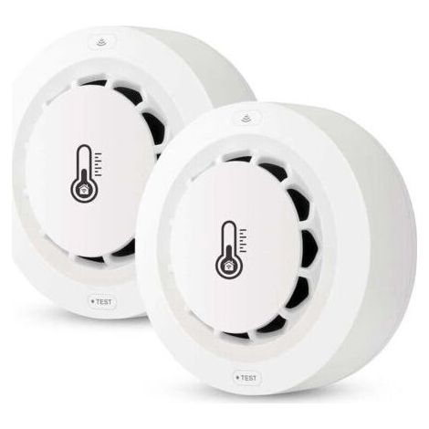 Détecteur de fumée WiFi, 1 Pack Capteur de température et humidité, thermomètre sans fil hygromètre, Tuya/Smart App, Alarme Incendie, pour la surveillance à distance et Smart Home (1/5)