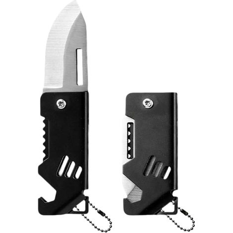 Couteau Pliant Noir Acier Inoxydable, Couteau De Poche, Couteau D'Ouverture De Boîte, Multifonctionnel (1/5)