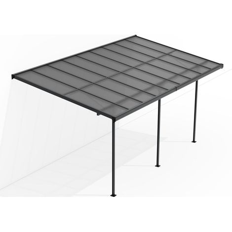 Tetto Borneo Grigio scuro 5 , 5 x 3 m Tetto in alluminio per la protezione dalla pioggia e dal sole