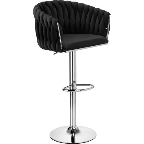 Sgabello da bar Cofton in velluto nero cromato (1/5)