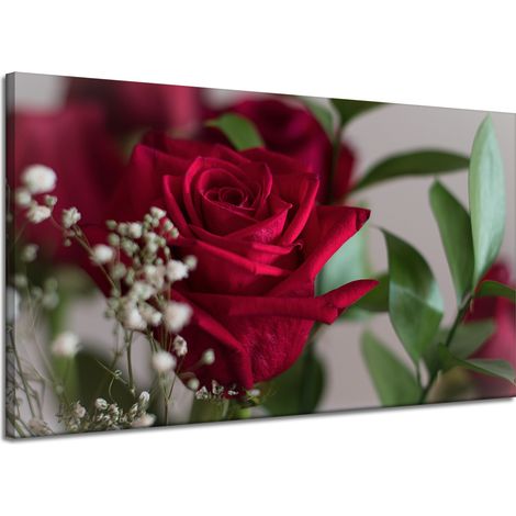 Lienzo impreso Rosas Rojas Botánicas 120x70 cm