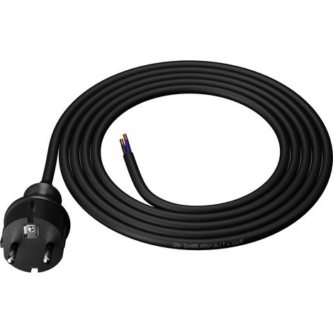Netzkabel mit geradem Stecker, 2 m, 3 x 1,5 mm², 16 A, Schutzart IP44, schwarz (1/5)