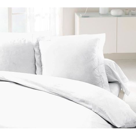 LOVELY HOME Lot de 2 Taies dOreillers 100% coton 63x63 cm blanc (1/2)