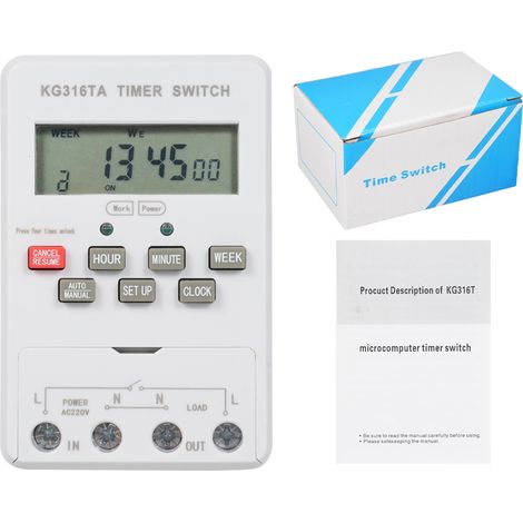 KG316TA Timer Digitale Programmabile 220V 25A – 16 Programmi Settimanali, Memoria Anti-Blackout – ABS Robusto – Design Funzionale – Ideale per Illuminazione e Industria (1/4)