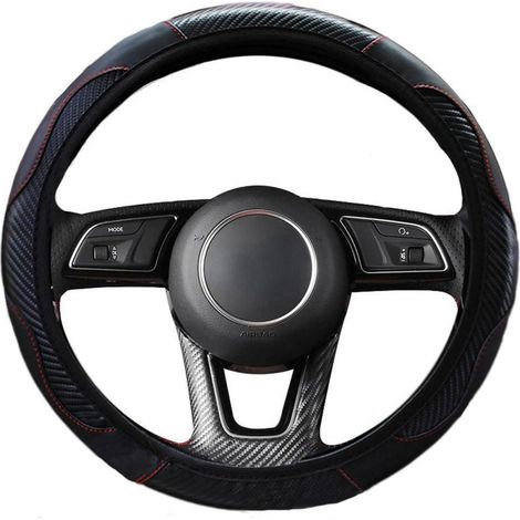 Lenkradhülle Mikrofaser Leder Universal 37-38 cm Schwarz Anti-Rutsch & Warm (1/3)