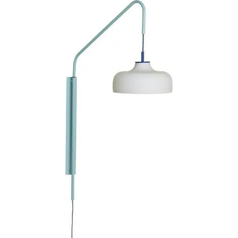 [NEUWERTIG] B-Ware Hübsch Wandleuchte Wandlampe Current Hellblau Glas Metall Schalter Kabel E27