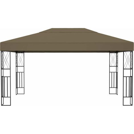Tonnelle Barnum de Jardin, Pavillon, Pergola, Tente de jardin, 3x4 m Taupe Tissu OIB3042E (1/5)