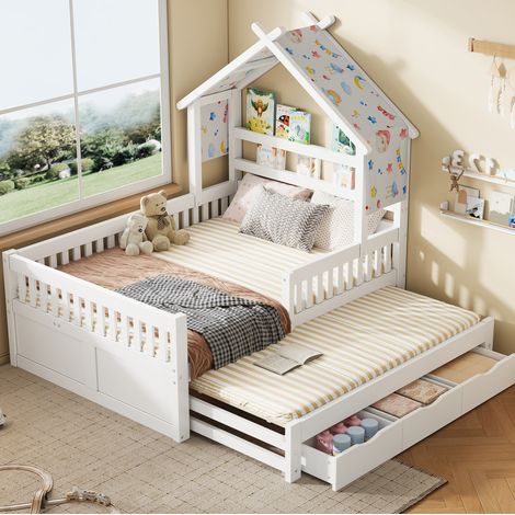 letto letto matrimoniale 140x200 con cassetti bianco OKMYHOME