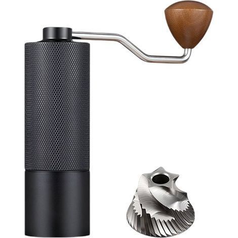 Moulin à café manuel Longziming - Broyeur à meules réglables - Moulin à café de précision haute qualité - Pour expresso et café filtre - Manche en bois - Noir (1/5)
