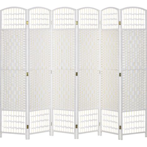 HOMCOM 6 Panel Folding Room Divider, Freestanding Privacy Screen, White (1/5)