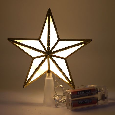 Étoile éclairée de sommet d’arbre de Noël, sommet d’arbre de Noël en étoile 3D, ornement d’arbre de Noël, décoration de Noël (1/5)