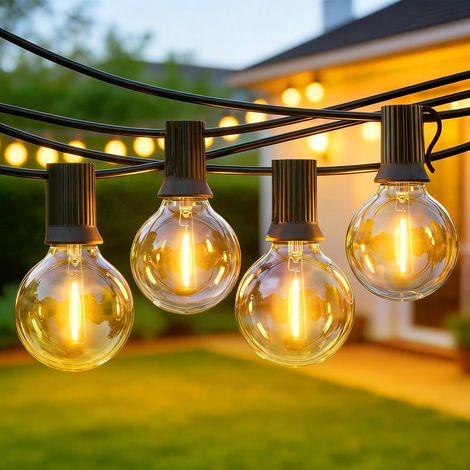 Outdoor String Light 30 m 50 + 2 G40 Bulbs, Outdoor LED String Lights with 8 Modes, IP44 Waterproof, Applicable Garden, Patio, Pergola, Balcony (1/5)