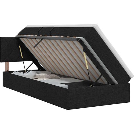 Maison Exclusive - Letto con contenitore e materasso Nero 90 x 190 cm Velluto (1/5)
