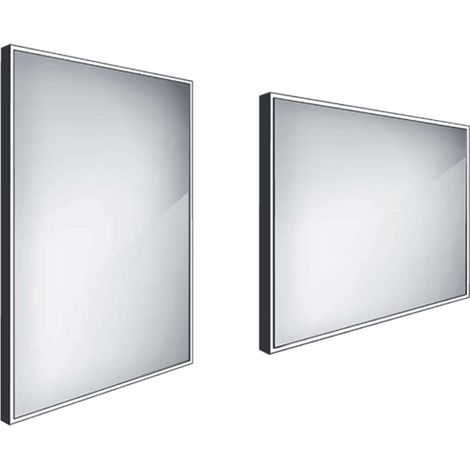 Nimco Spiegel - Spiegel mit LED-Licht, 60x80 cm, Aluminium/schwarz ZPC 13002-90