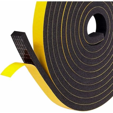Bande adhésive pour fenêtre de porte Joint d'étanchéité en mousse de caoutchouc Coupe-froid 20 mm x 10 mm x 2 m d'épaisseur Joint d'isolation résistant aux courants d'air Protecteur de meubles 1 roule (1/5)