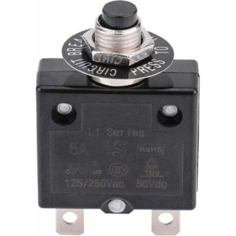 Disjoncteur 20A Interrupteur thermique de réinitialisation en option, 125-250V AC 50V DC Disjoncteur à bouton-poussoir de protection contre les surcharges de courant (1/5)