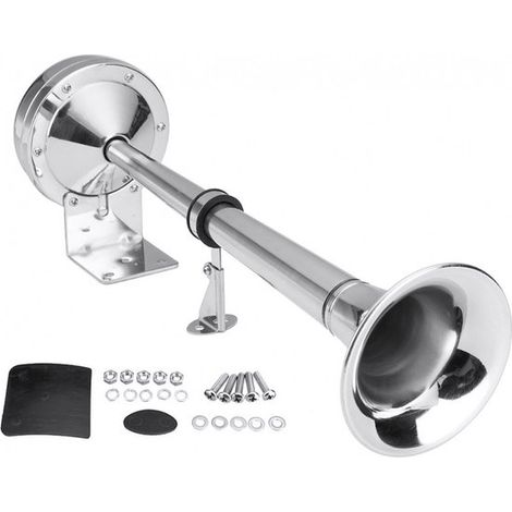 Bocina de barco de acero inoxidable, Bocina de acero inoxidable, Bocina eléctrica, Bocina eléctrica, 130 dB, 12 V, 40 cm, Para barcos, Plateada (1/5)