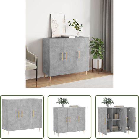 vidaXL Stauraum - Sideboard Betongrau 90x34x80 cm Holzwerkstoff (1/5)