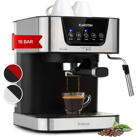 Klarstein 1.5L Coffee Machines with Milk Frother, 15 Bar Espresso Coffee Machine, Small 1050W Coffee Makers for Ground Coffee, Barista Espresso Machine For Iced Coffee Cappuccino Latte Expresso