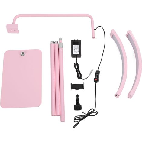 Lampadaire à demi-anneau 27 pouces, lumière LED beauté rose, température 3200K-5600K, 3 couleurs réglables, prise UE 100-240V. (1/5)