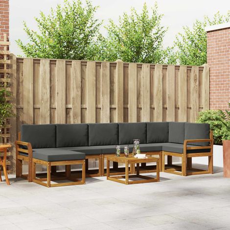 Outdoor-Sofagarnitur mit Kissen 8 pcs Natur und Anthrazit