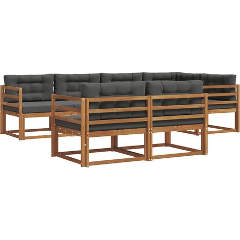 Conjunto de sofás de exterior 8 uds. Natural y Antracita vidaXL (1/5)