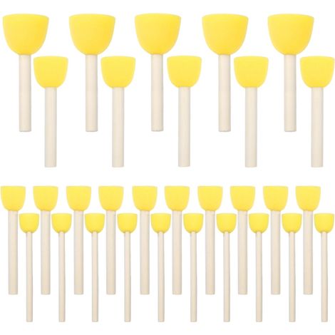 Lot de 30 pinceaux ronds en mousse avec manche en bois - Pour bricolage, peinture, céramique, travaux manuels (4 tailles différentes) (1/5)