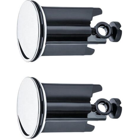 Set of 2, Universal Bathroom Sink Plug Ø 40 mm, Chrome Drain Plug, Made of Brass, with Rubber Seal, Height Adjustable Plug, Rustproof Bathtub Drain