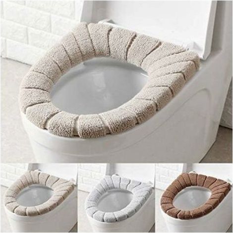 Housse De Siege De Toilette - Acrylique Epais Et Extensible - Pour WC Ovales Et Rondes - Lot De 3 (1/4)