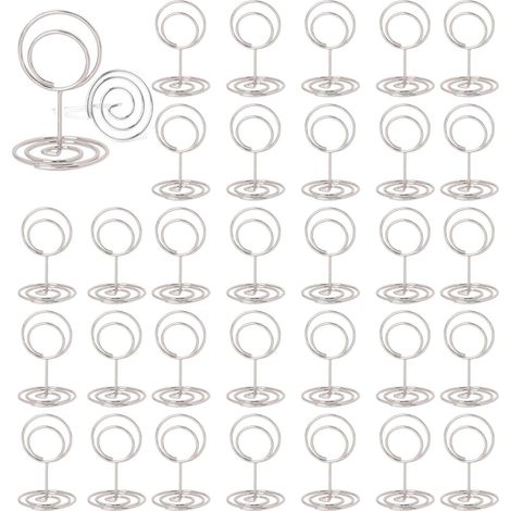 30 Pièces Porte Nom Table, Porte Photo Pince, Porte Photo sur Pied, Porte Cartes de Table pour Mariages, Porte Numero de Table, pour Noël le Banquet de Fête Saint Valentin(Rond Argent ) (1/5)