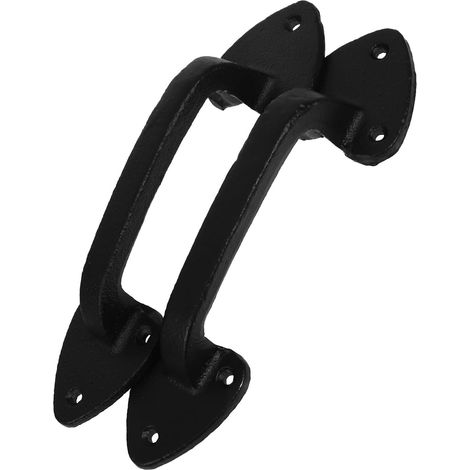 Poignées de Porte de Grange en Fonte Noire, Lot de 2, Poignées Industrielles pour Portes Coulissantes, Portails en Bois, Garages et Placards Cuisine, Résistantes aux Intempéries, (1/5)