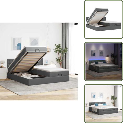 Coprimaterasso lavabile - vidaXL Struttura Letto Pouf con Materassi 200x200 cm in Tessuto - Luci a LED