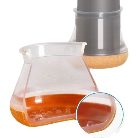 20 protège-pieds de chaise en feutre, protège-pieds de chaise en silicone, embouts en feutre, patins pour meubles sur parquet, ronds, transparents, grands (convient aux pieds de 30 à 40 mm) (1/5)