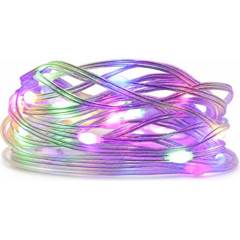 Guirlande Lumineuse LED Multicolore 800 LED, Étanche Extérieur, Rechargeable USB-C avec Télécommande (1/2)
