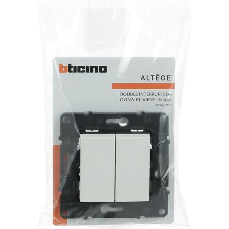 Legrand – Double interrupteur va-et-vient 10A finition Neige – Connexion à bornes automatiques – Montage en boîte 40mm – Gamme Altège élégante (1/5)