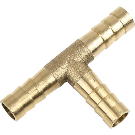 Raccord en Laiton 8mm Té 3 Voies 1pc pour Tuyau Huile Air Eau Couleur Ton Or, Diamètre Intérieur 6.5mm, Haute Pression, Pour Circuits Pneumatiques, Lubrifiant, Refroidisement (1/5)
