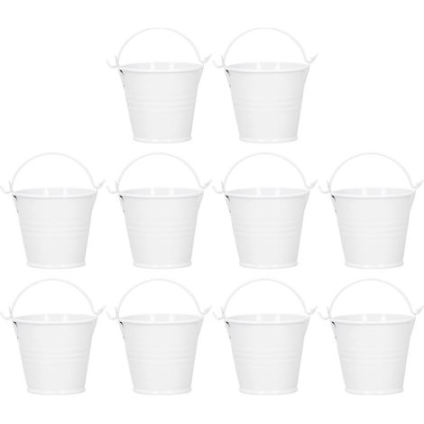 Lot de 10 mini pots de fleurs pour plantes succulentes, petits seaux en métal blanc, pour décoration intérieure et extérieure, 4 x 5,5 x 6 cm