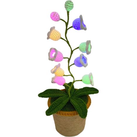 Lampe de chevet Shimmernest Lilyglow Flowers, motif muguet vintage, fleur artificielle au crochet avec dix petites lumières pour la décoration intérieure (1/5)