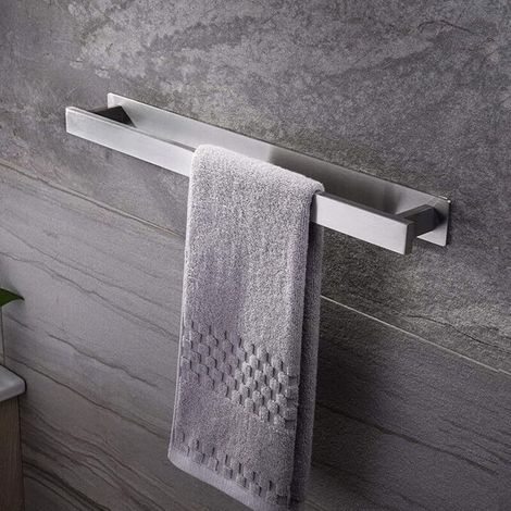 Porte-serviettes de salle de bain porte-serviettes auto-adhésif porte-serviettes en acier inoxydable 40 cm en acier inoxydable sans clou SUS304 brossé porte-serviettes ensemble pendentif matériel (1/5)
