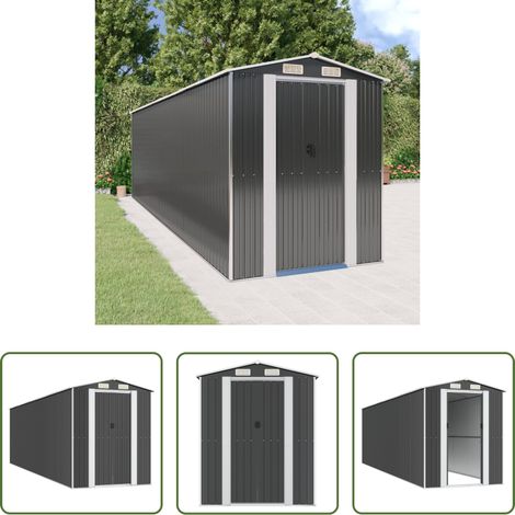 vidaXL Gartengeräte - Geräteschuppen Anthrazit 192x689x223 cm Verzinkter Stahl (1/5)
