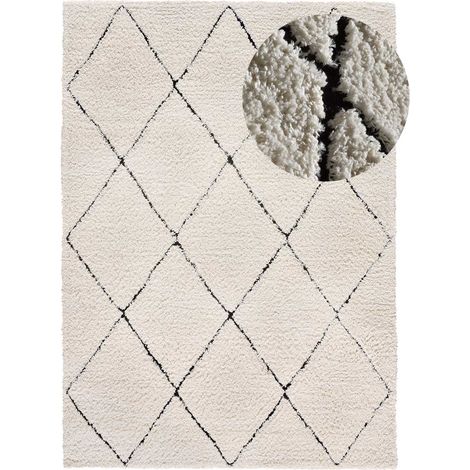 ATTICGO Tapis shaggy style scandinave ATESA 60 Crème 60x120 cm (1/5)