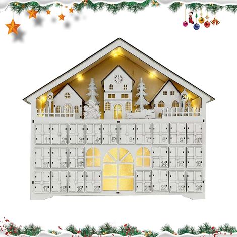 Calendario de Adviento de madera con 24 cajones y luces LED, reutilizable para decoraciones navideñas únicas hechas por uno mismo - OTROS (1/4)